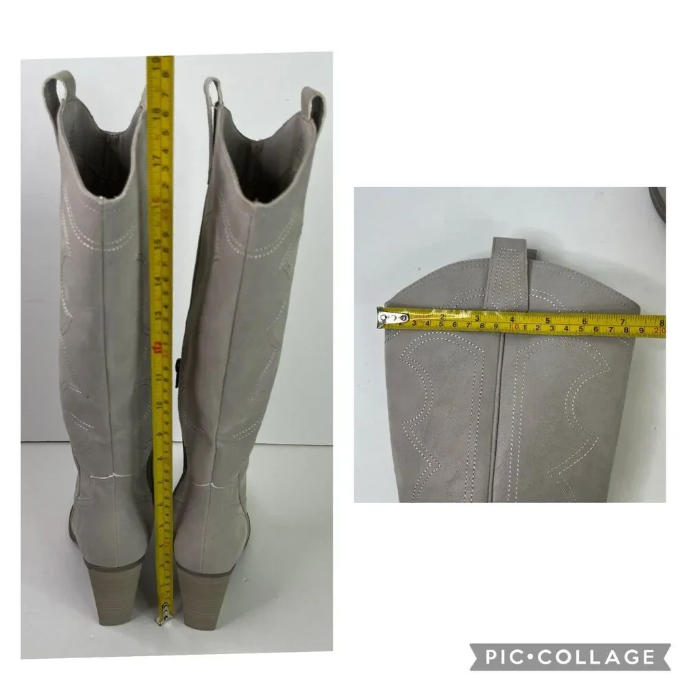 Mia Cowgirl Pull On Pinted Toes Boots Grey Size 8 #596